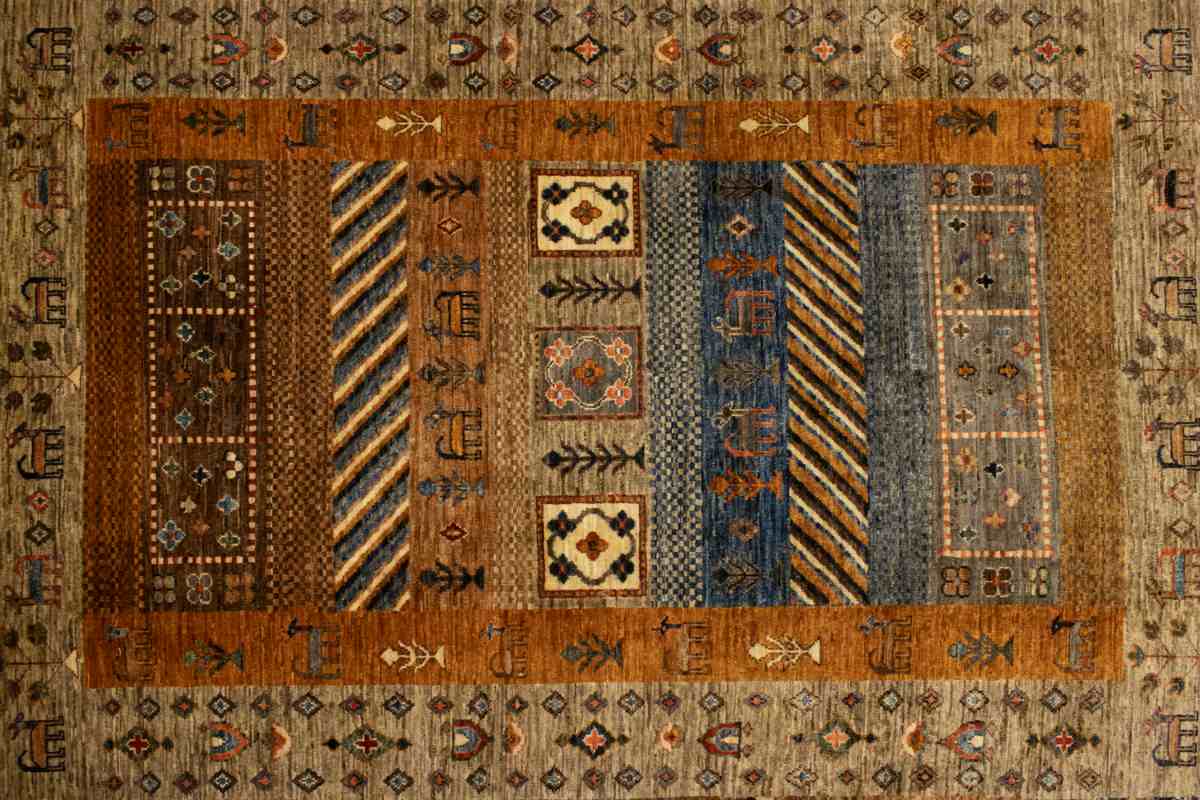 6x8 ft Hand Knotted Afghan Wool Gabbeh Area Rug - Natural Vegetable Dye thumbnail 4