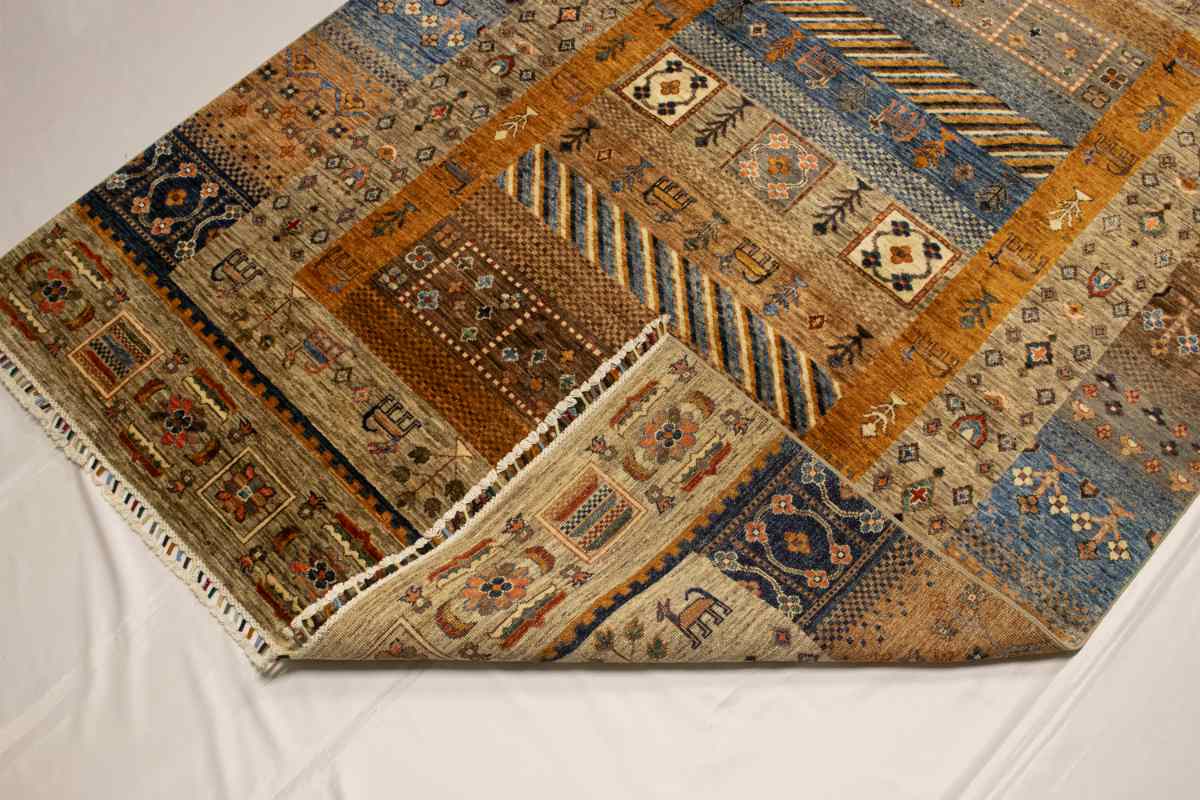 6x8 ft Hand Knotted Afghan Wool Gabbeh Area Rug - Natural Vegetable Dye thumbnail 7