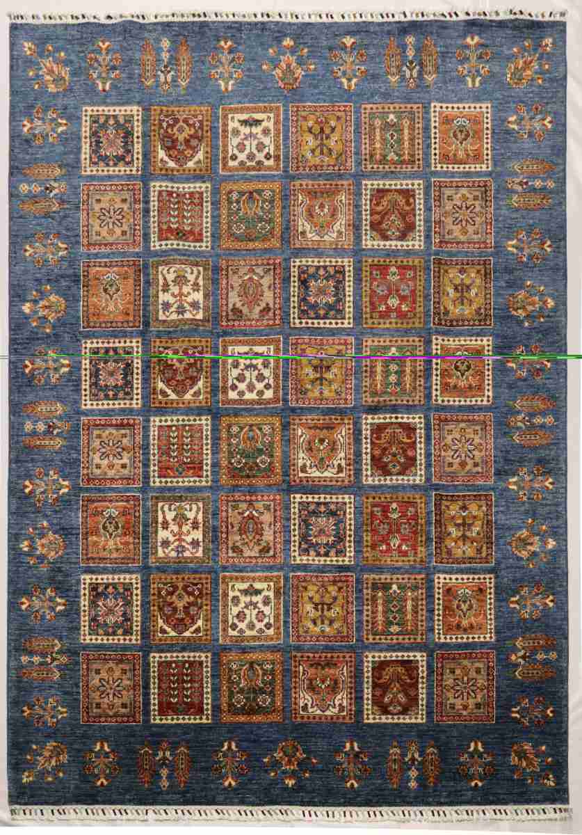 6x8 ft Hand Knotted Afghan Wool Bakhtiari Area Rug - Natural Vegetable Dye