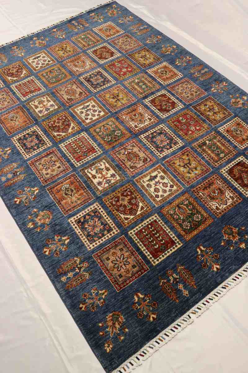 6x8 ft Hand Knotted Afghan Wool Bakhtiari Area Rug - Natural Vegetable Dye thumbnail 2