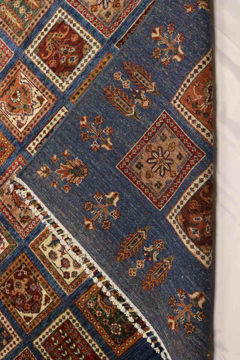 6x8 ft Hand Knotted Afghan Wool Bakhtiari Area Rug - Natural Vegetable Dye thumbnail 7