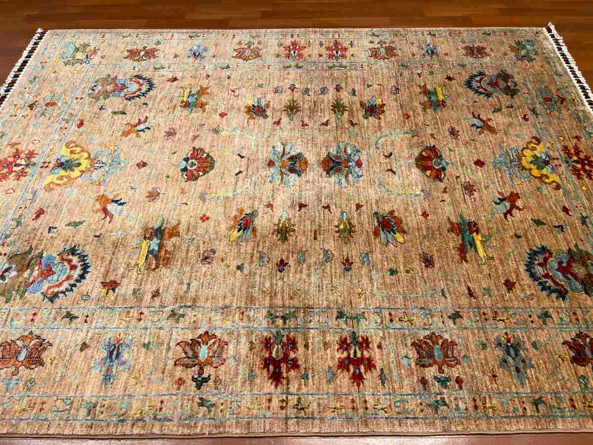5x7 ft Hand Knotted Afghan Wool Sultani Area Rug - Natural Vegetable Dye thumbnail 3