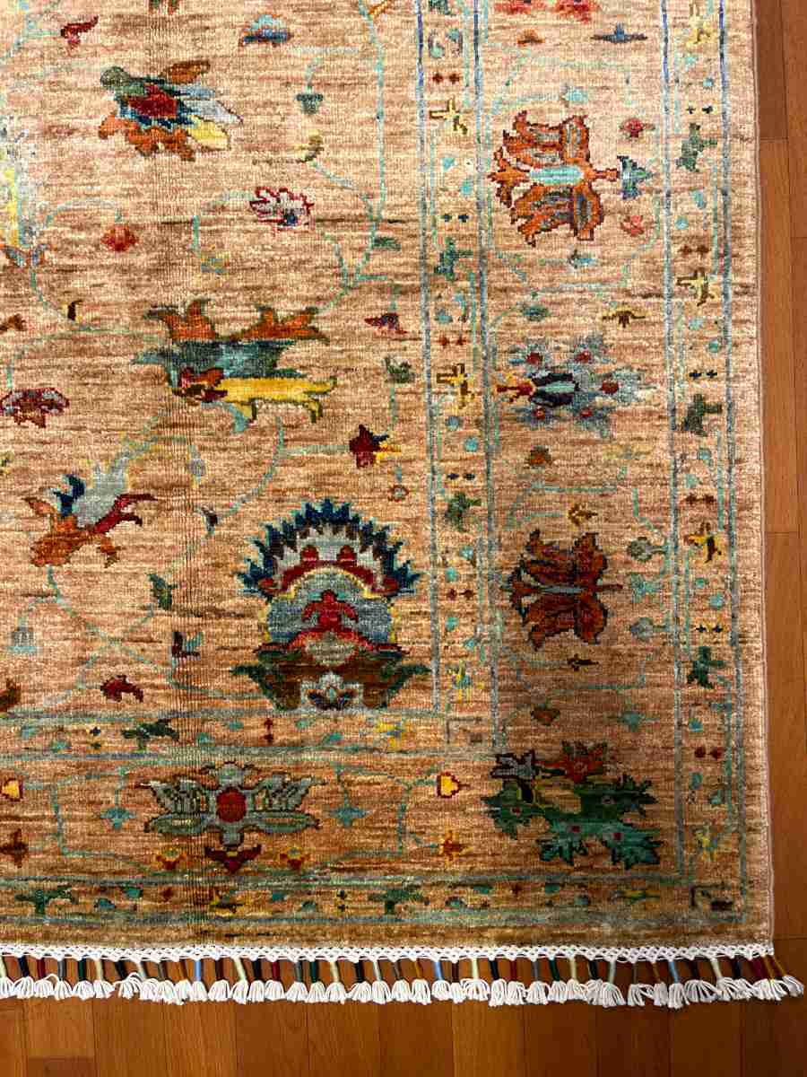 5x7 ft Hand Knotted Afghan Wool Sultani Area Rug - Natural Vegetable Dye thumbnail 5