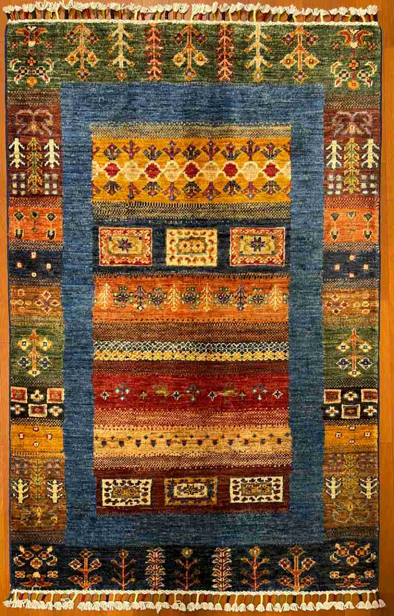 3x4 ft Hand Knotted Afghan Wool Gabbeh Area Rug - Natural Vegetable Dye