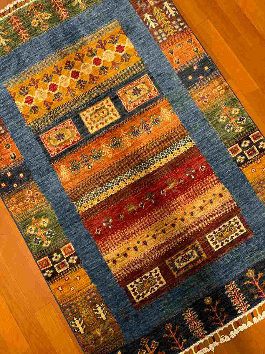 3x4 ft Hand Knotted Afghan Wool Gabbeh Area Rug - Natural Vegetable Dye thumbnail 2