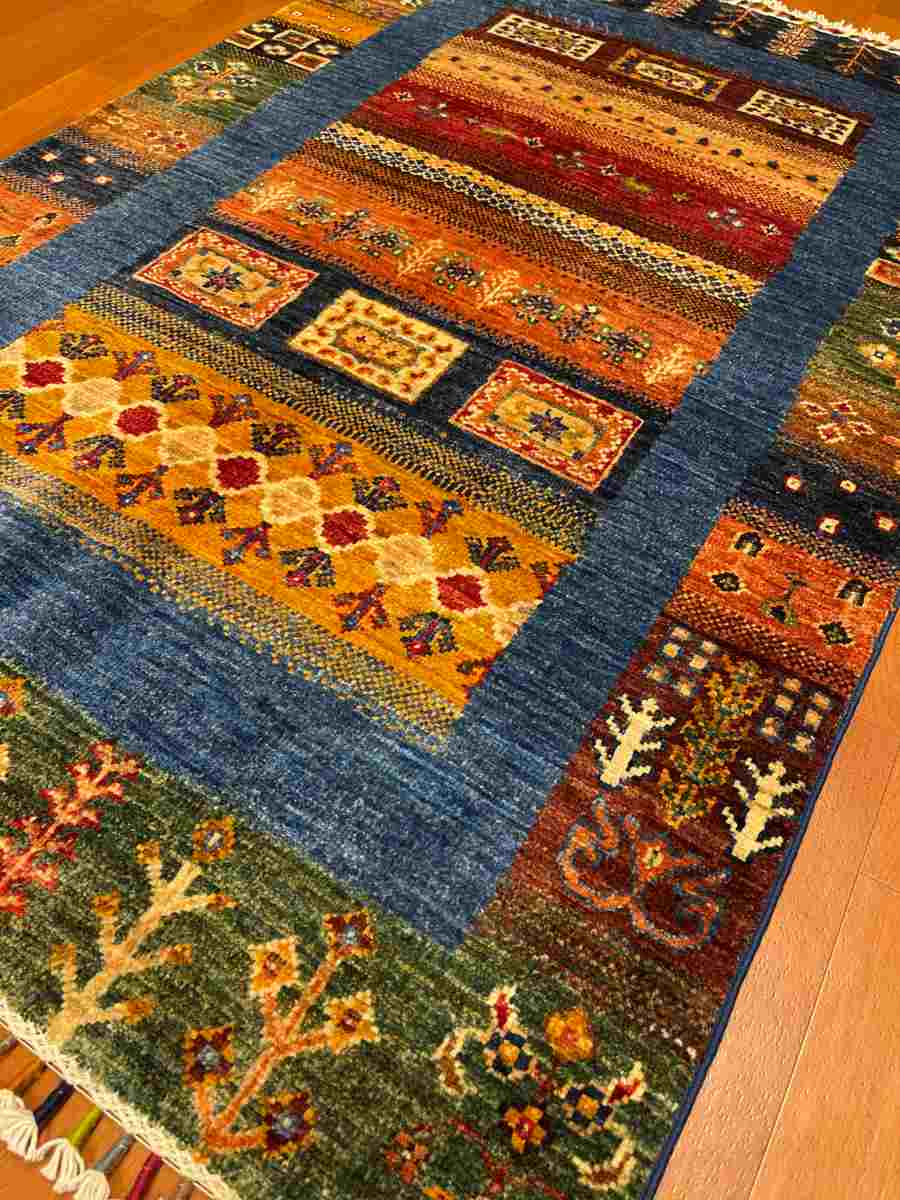 3x4 ft Hand Knotted Afghan Wool Gabbeh Area Rug - Natural Vegetable Dye thumbnail 3