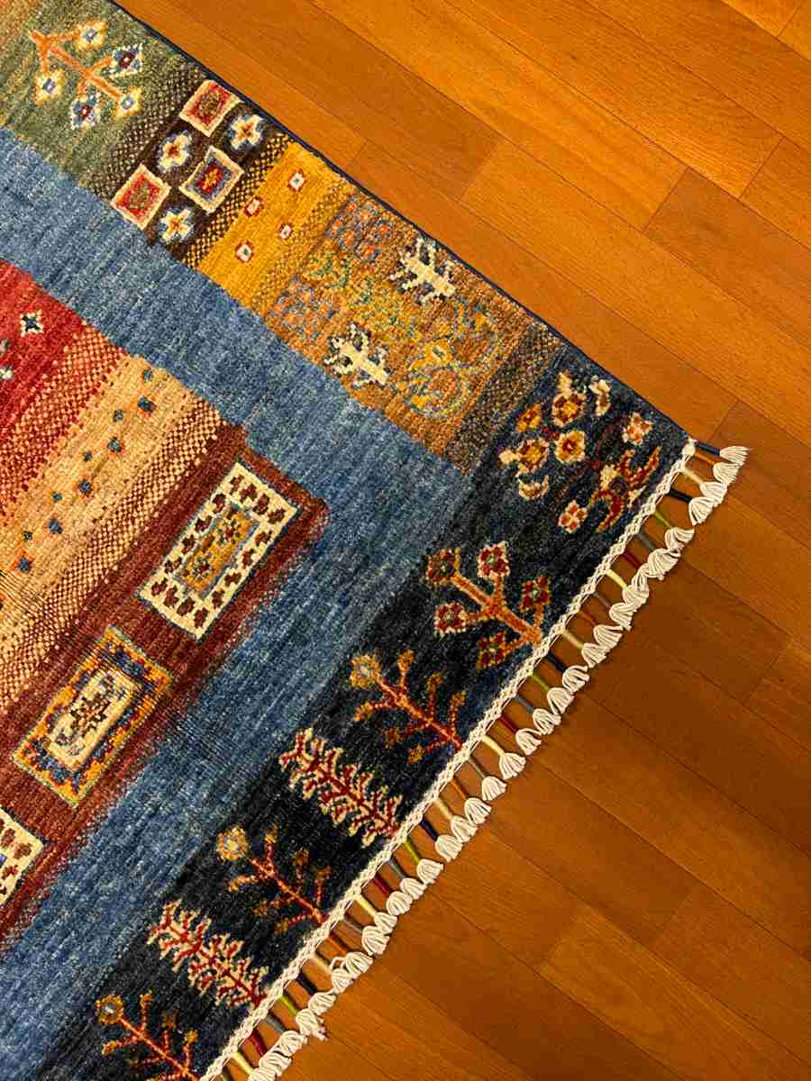 3x4 ft Hand Knotted Afghan Wool Gabbeh Area Rug - Natural Vegetable Dye thumbnail 5