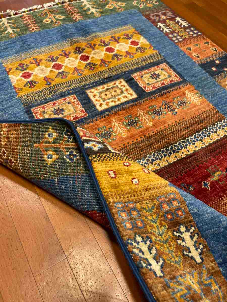 3x4 ft Hand Knotted Afghan Wool Gabbeh Area Rug - Natural Vegetable Dye thumbnail 6
