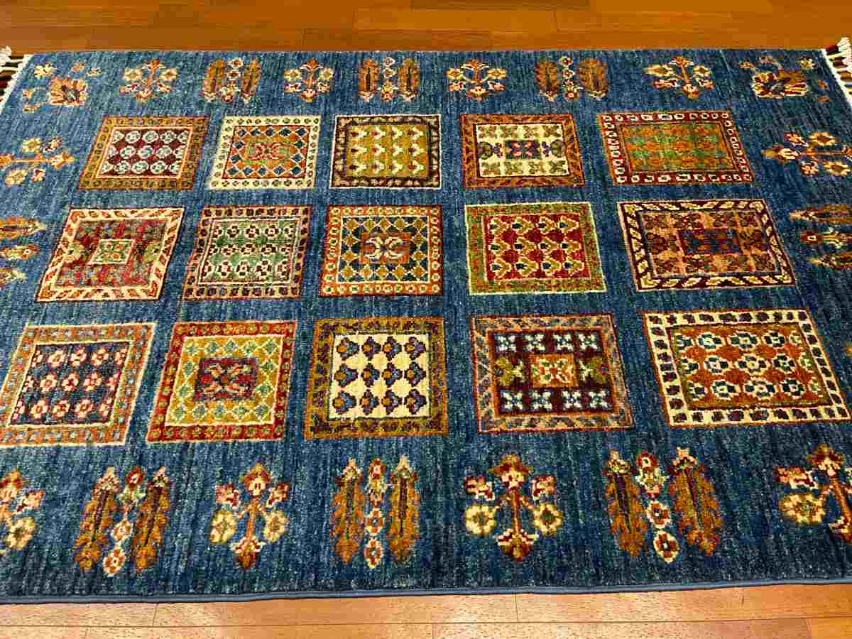 3x4 ft Hand Knotted Afghan Wool Bakhtiari Area Rug - Natural Vegetable Dye thumbnail 3