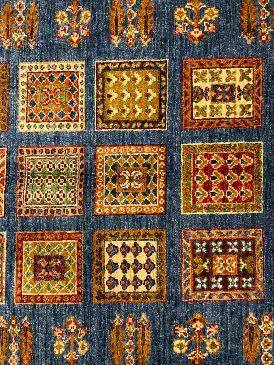 3x4 ft Hand Knotted Afghan Wool Bakhtiari Area Rug - Natural Vegetable Dye thumbnail 4