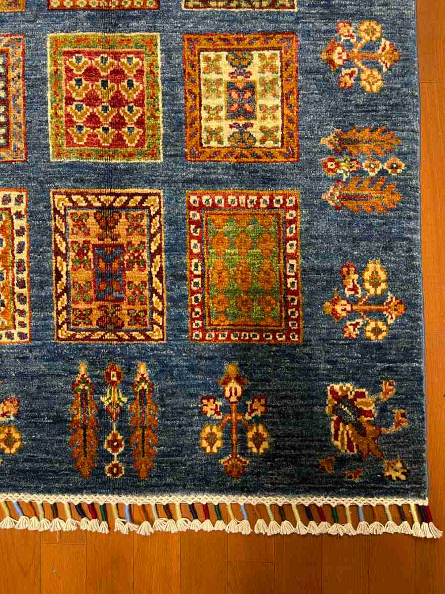 3x4 ft Hand Knotted Afghan Wool Bakhtiari Area Rug - Natural Vegetable Dye thumbnail 6