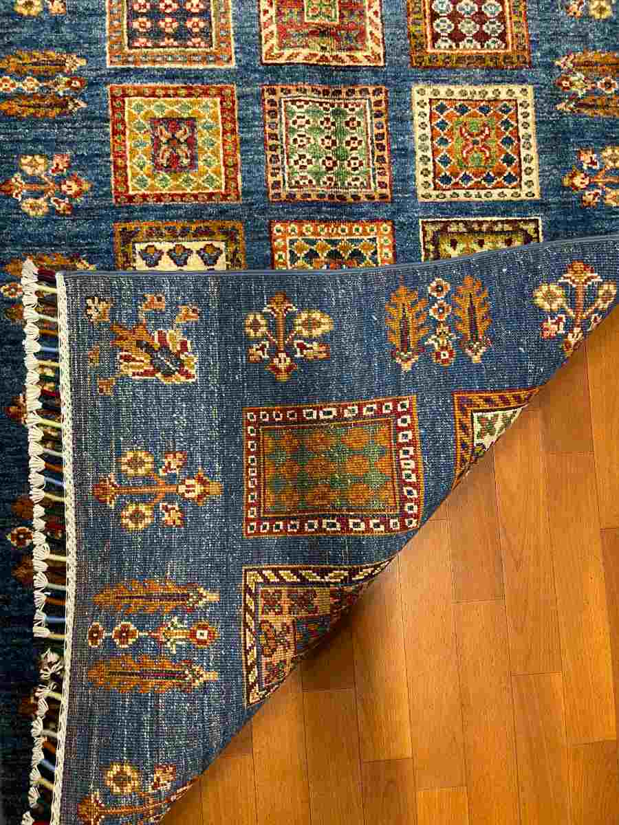 3x4 ft Hand Knotted Afghan Wool Bakhtiari Area Rug - Natural Vegetable Dye thumbnail 7