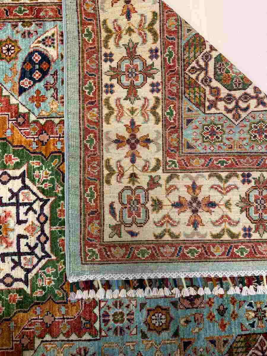 5x7 ft Hand Knotted Afghan Wool Mamluk Area Rug - Natural Vegetable Dye thumbnail 7