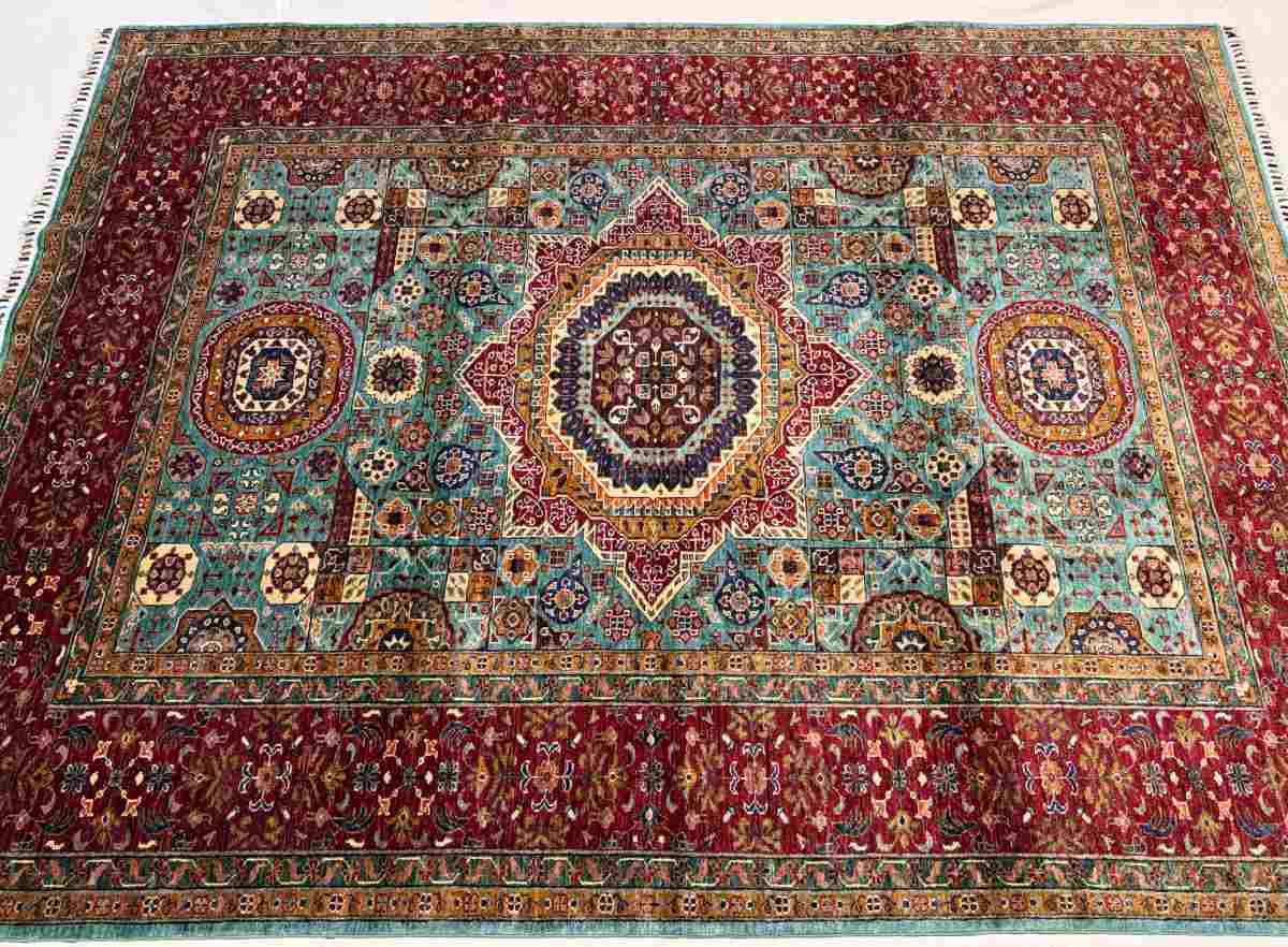 7x10 ft Hand Knotted Afghan Wool Mamluk Area Rug - Natural Vegetable Dye thumbnail 2