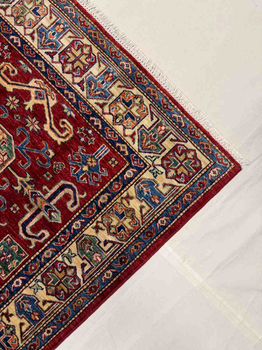 4x6 ft Hand Knotted Afghan Wool Mamluk Area Rug - Natural Vegetable Dye thumbnail 4