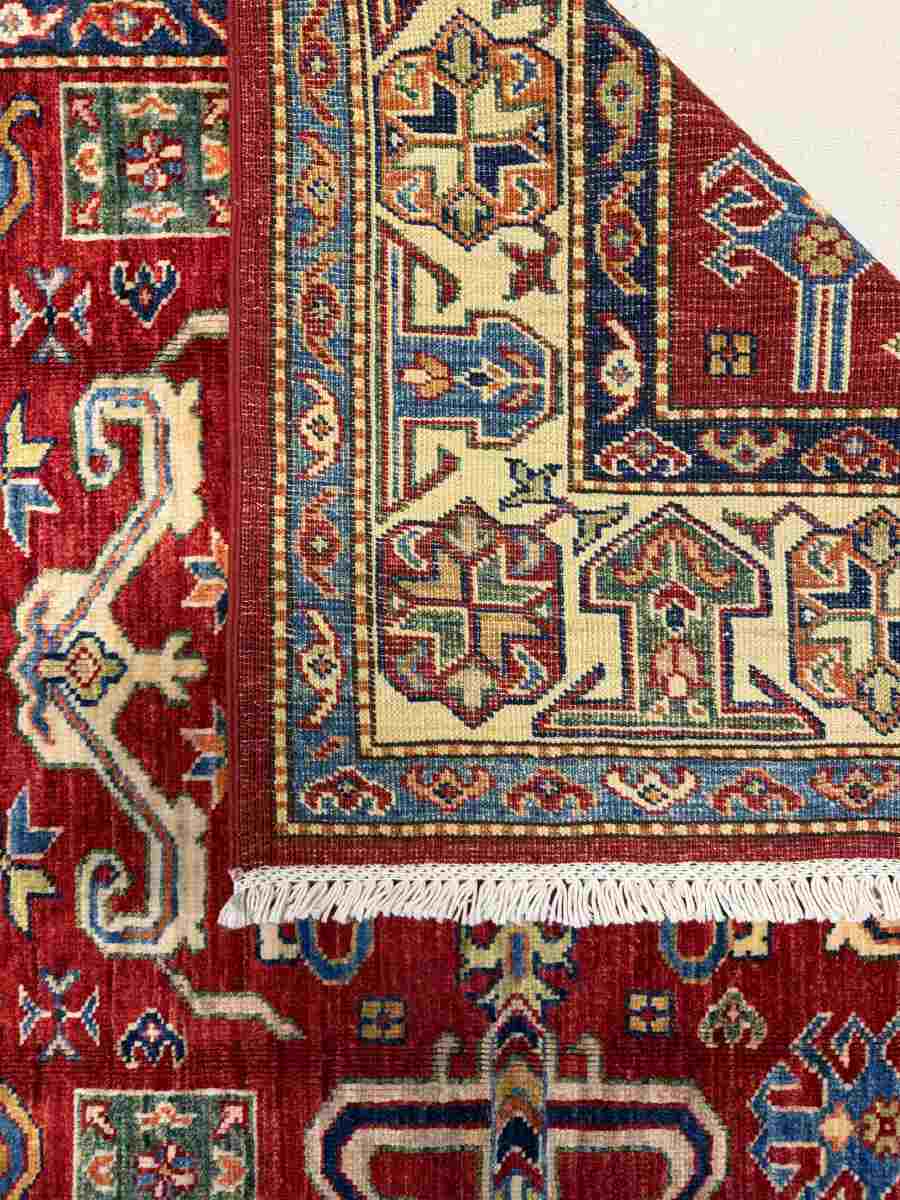 4x6 ft Hand Knotted Afghan Wool Mamluk Area Rug - Natural Vegetable Dye thumbnail 7