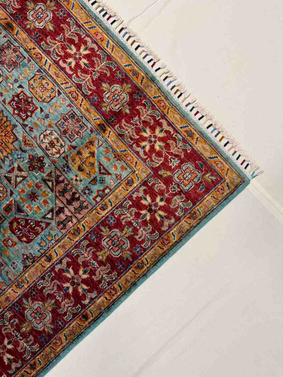 4x6 ft Hand Knotted Afghan Wool Mamluk Area Rug - Natural Vegetable Dye thumbnail 5