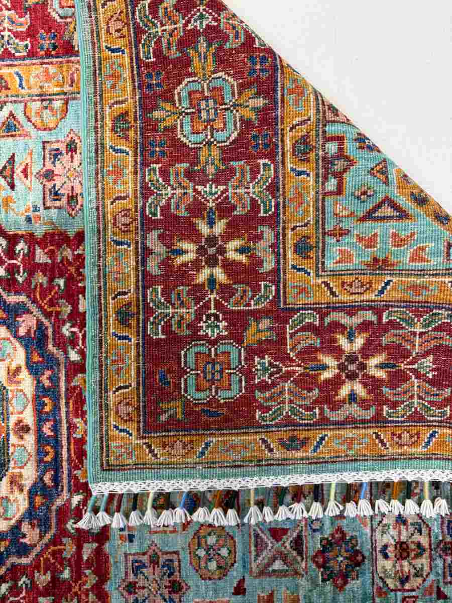 4x6 ft Hand Knotted Afghan Wool Mamluk Area Rug - Natural Vegetable Dye thumbnail 7