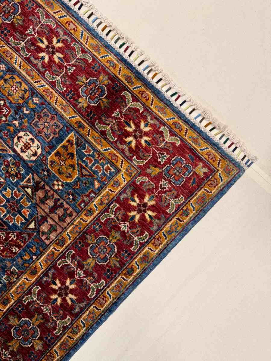 4x6 ft Hand Knotted Afghan Wool Mamluk Area Rug - Natural Vegetable Dye thumbnail 4