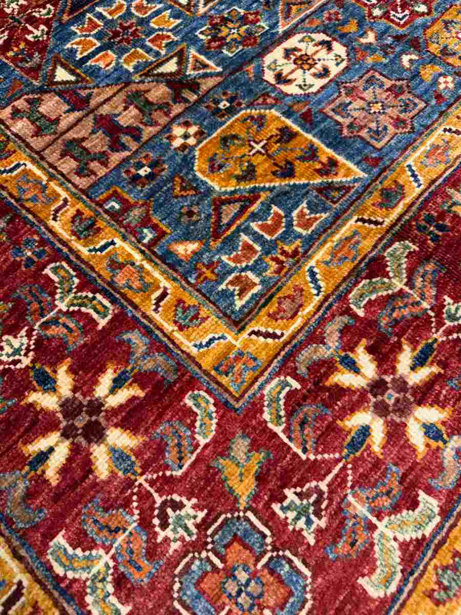 4x6 ft Hand Knotted Afghan Wool Mamluk Area Rug - Natural Vegetable Dye thumbnail 6