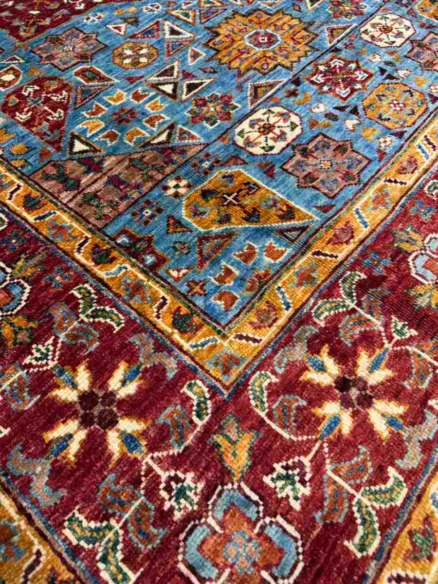 4x6 ft Hand Knotted Afghan Wool Mamluk Area Rug - Natural Vegetable Dye thumbnail 5