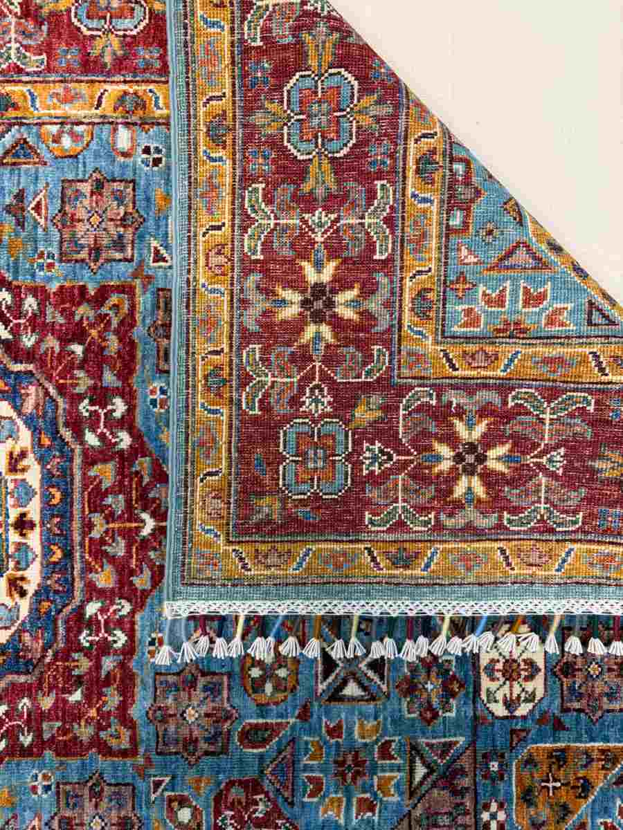 4x6 ft Hand Knotted Afghan Wool Mamluk Area Rug - Natural Vegetable Dye thumbnail 7