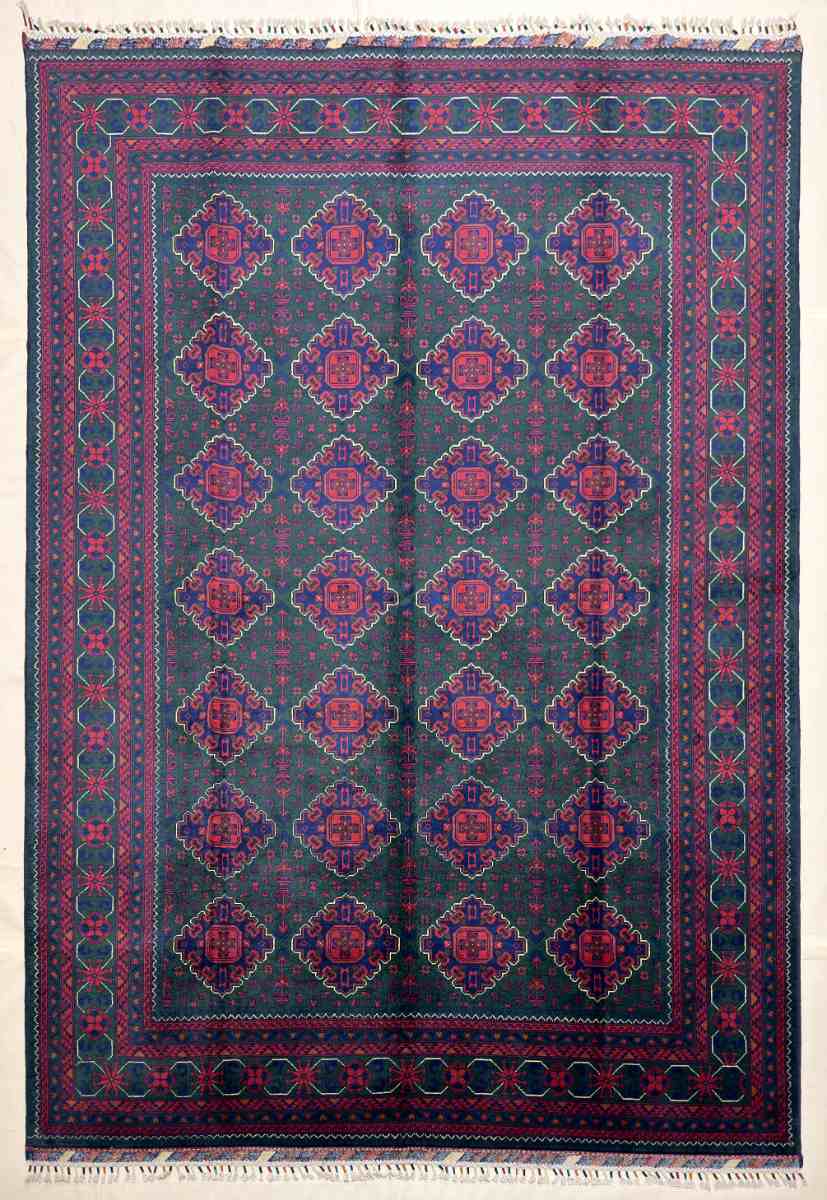 7x10 ft Hand Knotted Afghan Wool Khal Muhammadi Khamyab Area Rug - Natural Vegetable Dye
