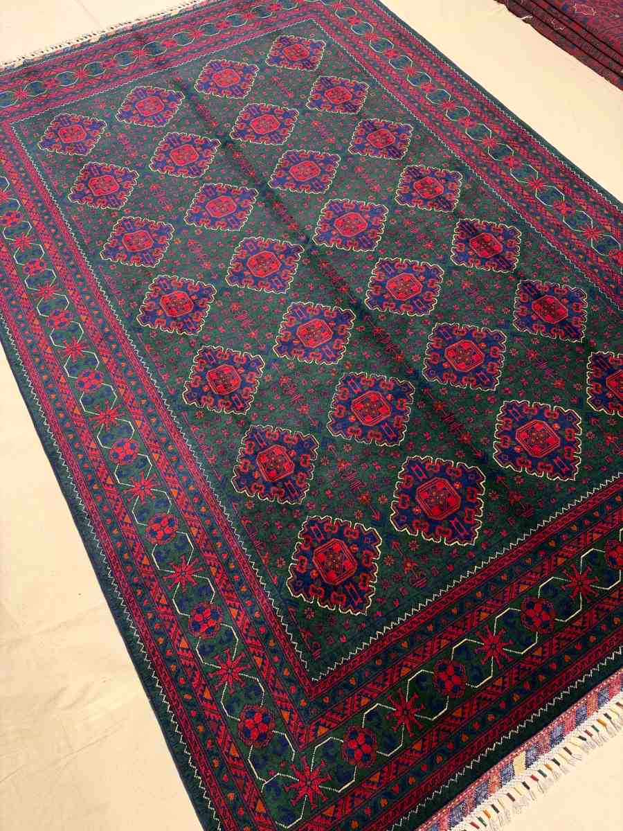7x10 ft Hand Knotted Afghan Wool Khal Muhammadi Khamyab Area Rug - Natural Vegetable Dye thumbnail 2