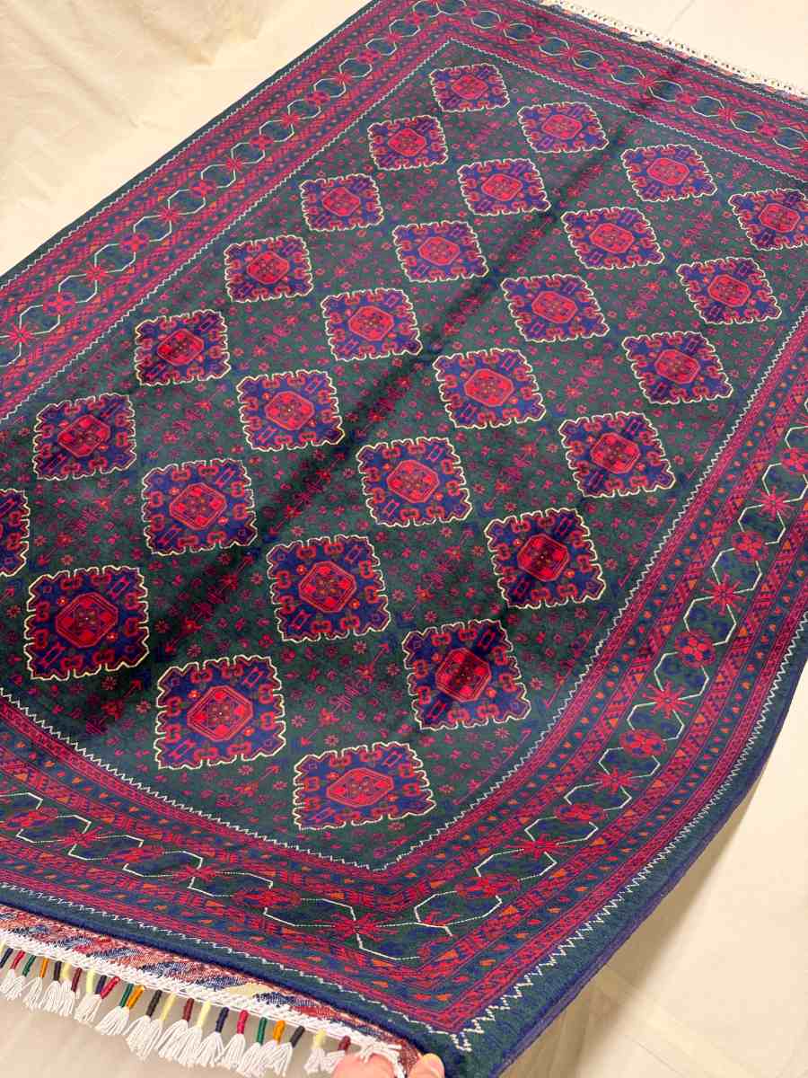 7x10 ft Hand Knotted Afghan Wool Khal Muhammadi Khamyab Area Rug - Natural Vegetable Dye thumbnail 3