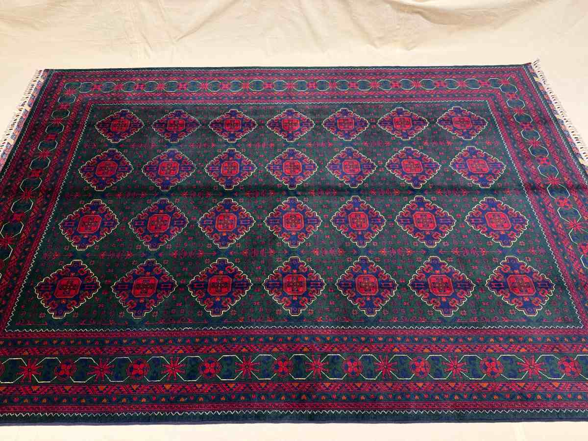 7x10 ft Hand Knotted Afghan Wool Khal Muhammadi Khamyab Area Rug - Natural Vegetable Dye thumbnail 4