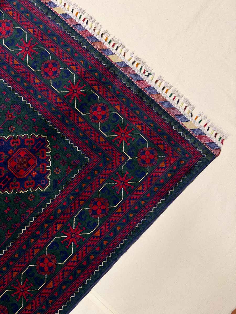7x10 ft Hand Knotted Afghan Wool Khal Muhammadi Khamyab Area Rug - Natural Vegetable Dye thumbnail 5