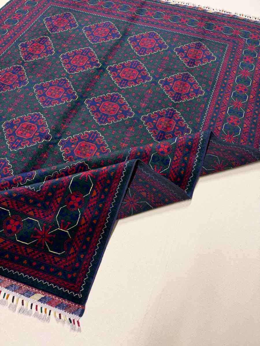 7x10 ft Hand Knotted Afghan Wool Khal Muhammadi Khamyab Area Rug - Natural Vegetable Dye thumbnail 6