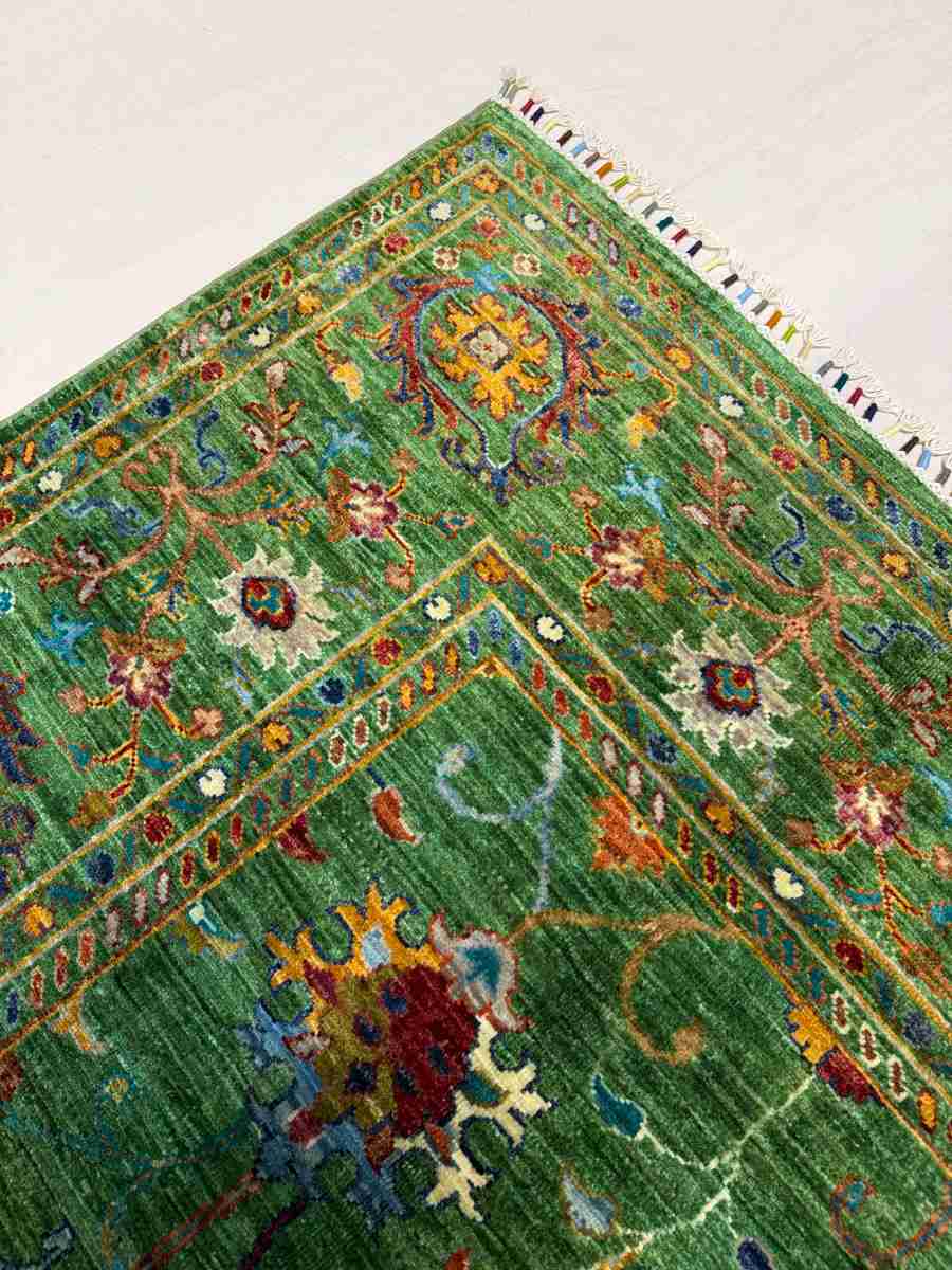 6x8 ft Hand Knotted Afghan Wool Floral Sultani Area Rug - Natural Vegetable Dye thumbnail 4