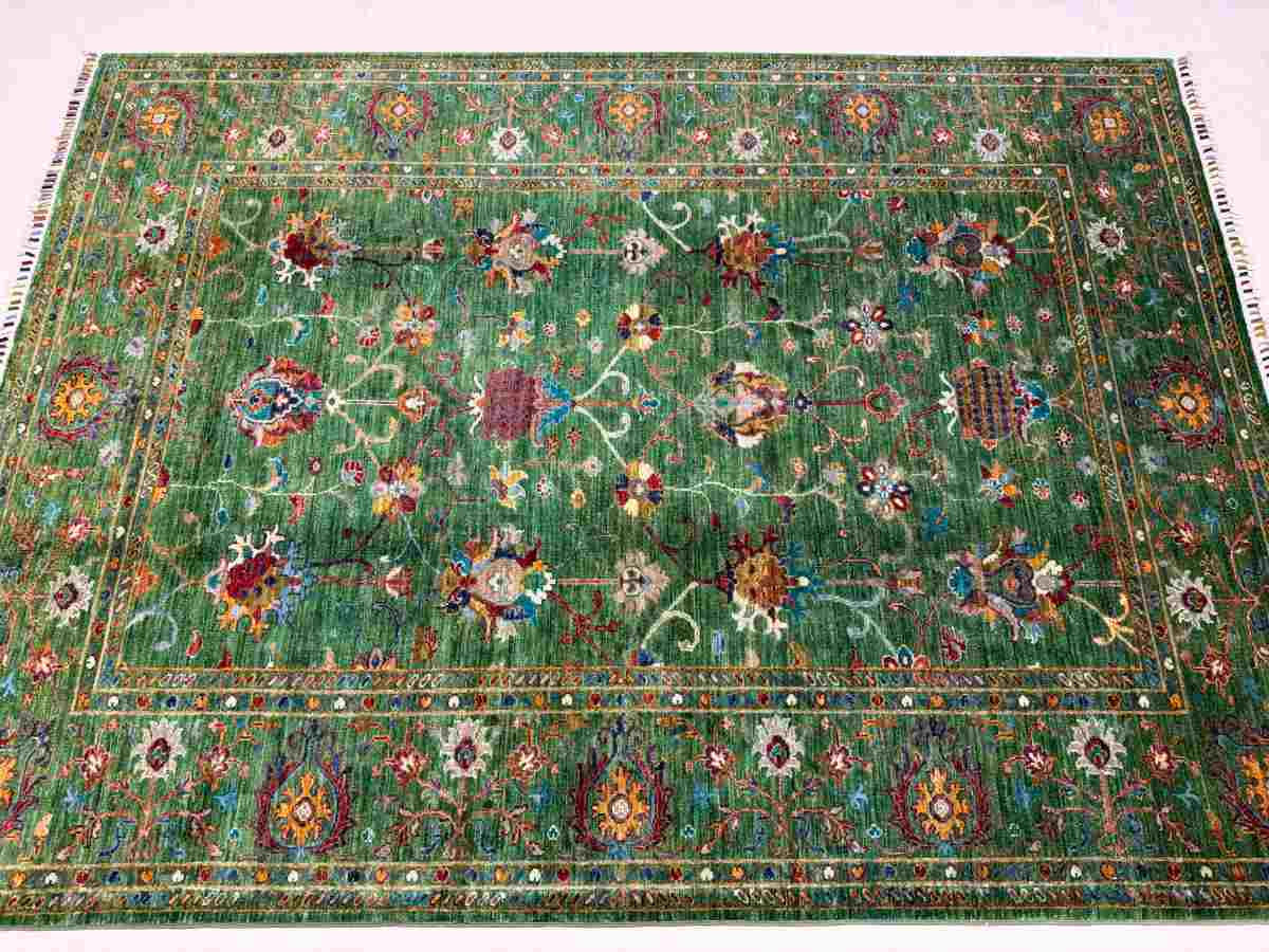 6x8 ft Hand Knotted Afghan Wool Floral Sultani Area Rug - Natural Vegetable Dye thumbnail 5