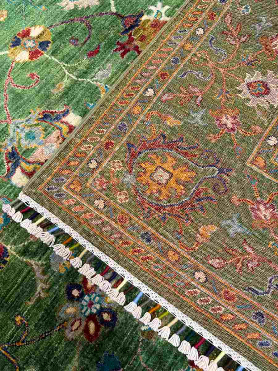 6x8 ft Hand Knotted Afghan Wool Floral Sultani Area Rug - Natural Vegetable Dye thumbnail 7