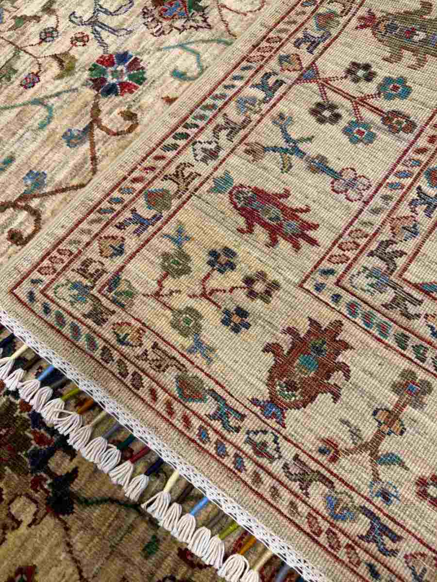 5x7 ft Hand Knotted Afghan Wool Floral Sultani Area Rug - Natural Vegetable Dye thumbnail 7
