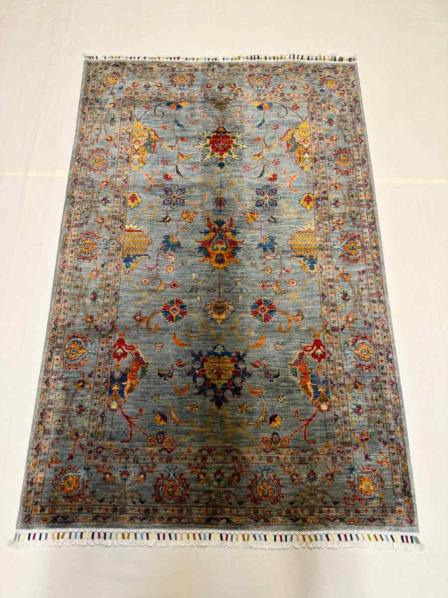 4x6 ft Hand Knotted Afghan Wool Floral Sultani Area Rug - Natural Vegetable Dye