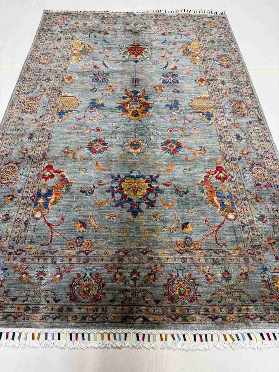 4x6 ft Hand Knotted Afghan Wool Floral Sultani Area Rug - Natural Vegetable Dye thumbnail 3