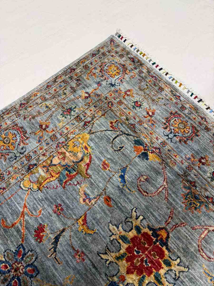 4x6 ft Hand Knotted Afghan Wool Floral Sultani Area Rug - Natural Vegetable Dye thumbnail 4