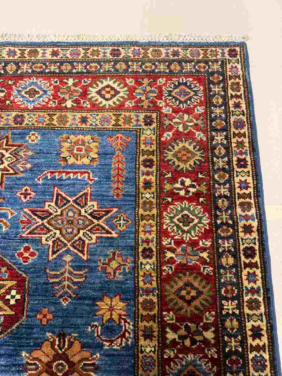4x6 ft Hand Knotted Afghan Wool Kazak Area Rug - Natural Vegetable Dye thumbnail 5