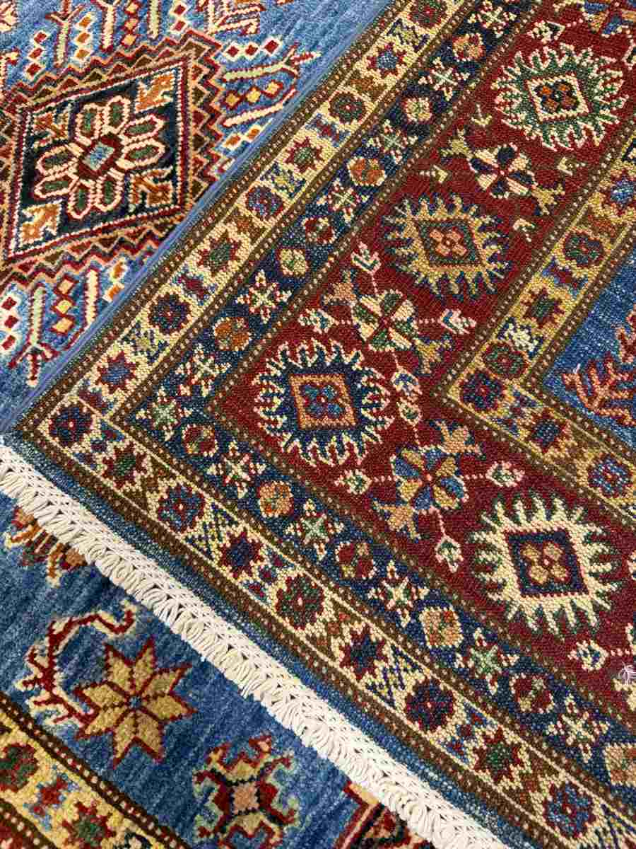 4x6 ft Hand Knotted Afghan Wool Kazak Area Rug - Natural Vegetable Dye thumbnail 7