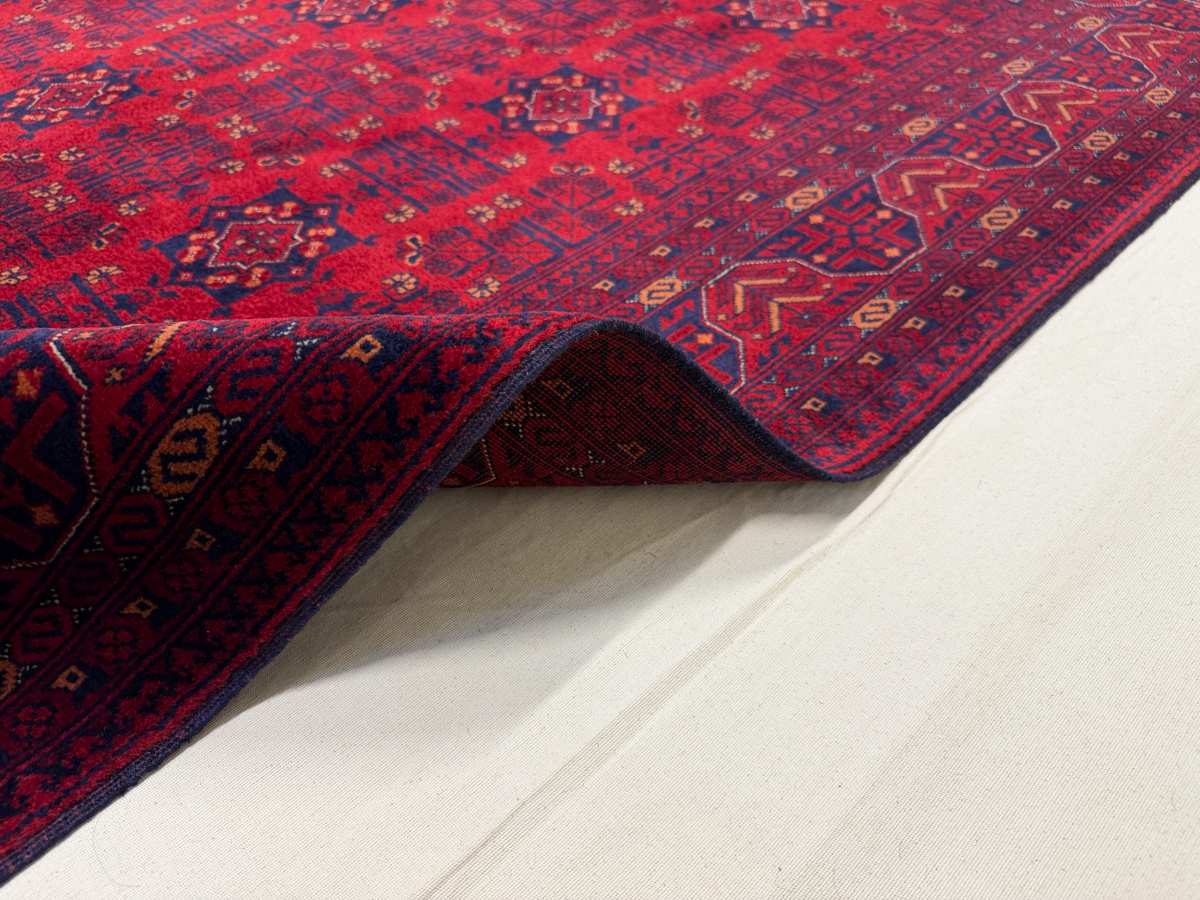 El Dokuma Afgan Halısı Bilicik Kök Boya Bordo Renk küçük görsel 6