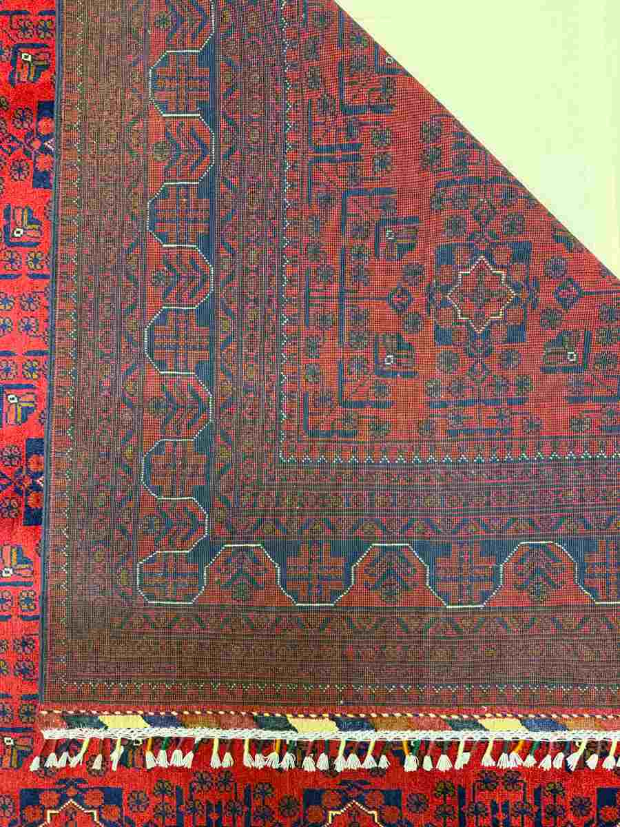 El Dokuma Afgan Halı Hamyab Desenli Bordo Renk Kök Boya 204 x 294 cm küçük görsel 7