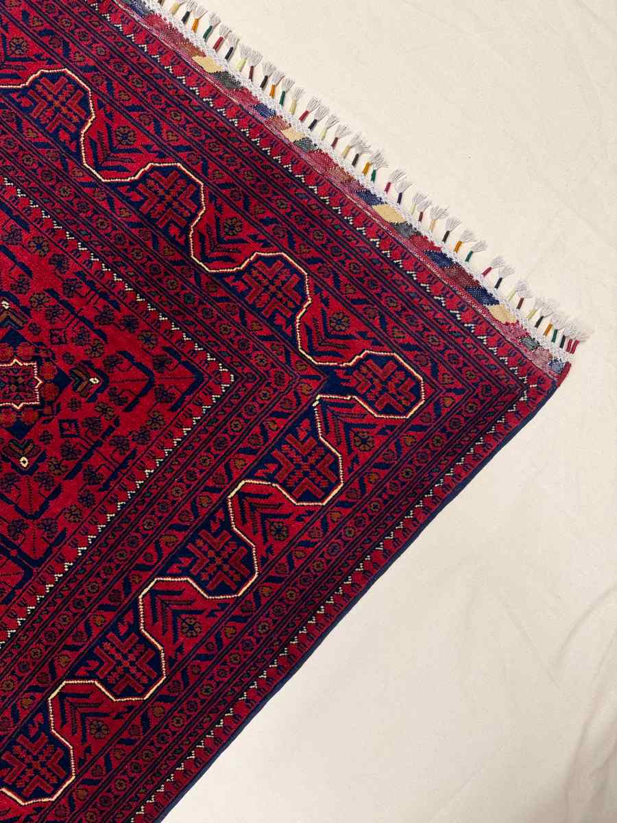 El Dokuma Afgan Halı Hamyab Desenli Bordo Renk Kök Boya 199 x 301 cm küçük görsel 5