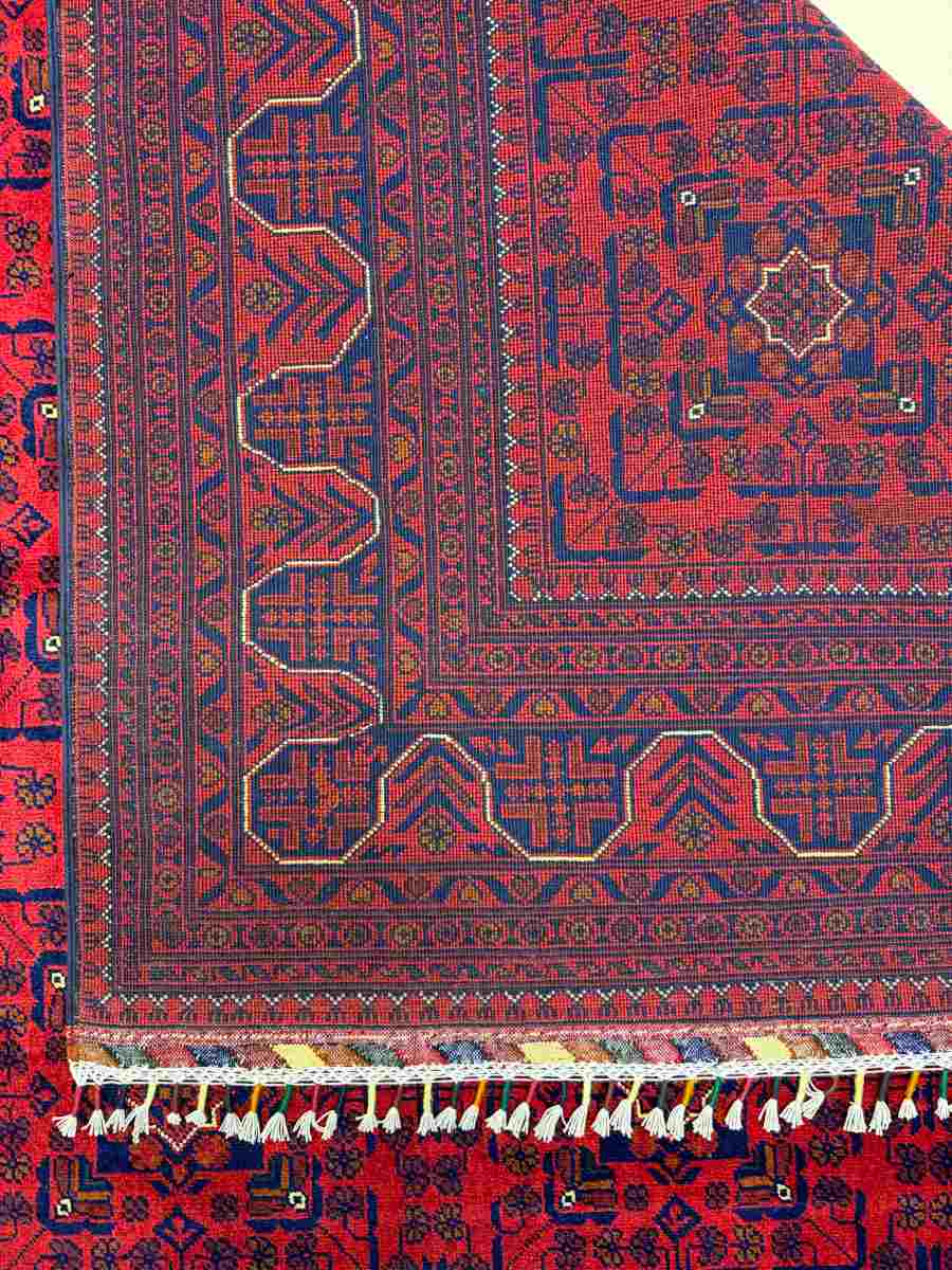 El Dokuma Afgan Halı Hamyab Desenli Bordo Renk Kök Boya 199 x 301 cm küçük görsel 7