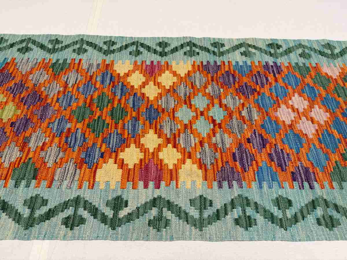 El Dokuma Afgan Kilim Çift Taraf Kullanım Kök Boya Yolluk 61 x 168 cm küçük görsel 5