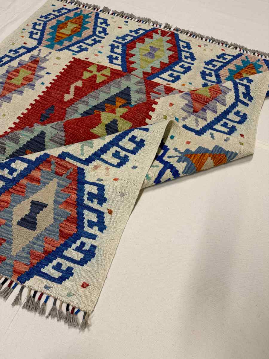 El Dokuma Afgan Kilim Çift Taraf Kullanım Kök Boya 128 x 177 cm küçük görsel 6
