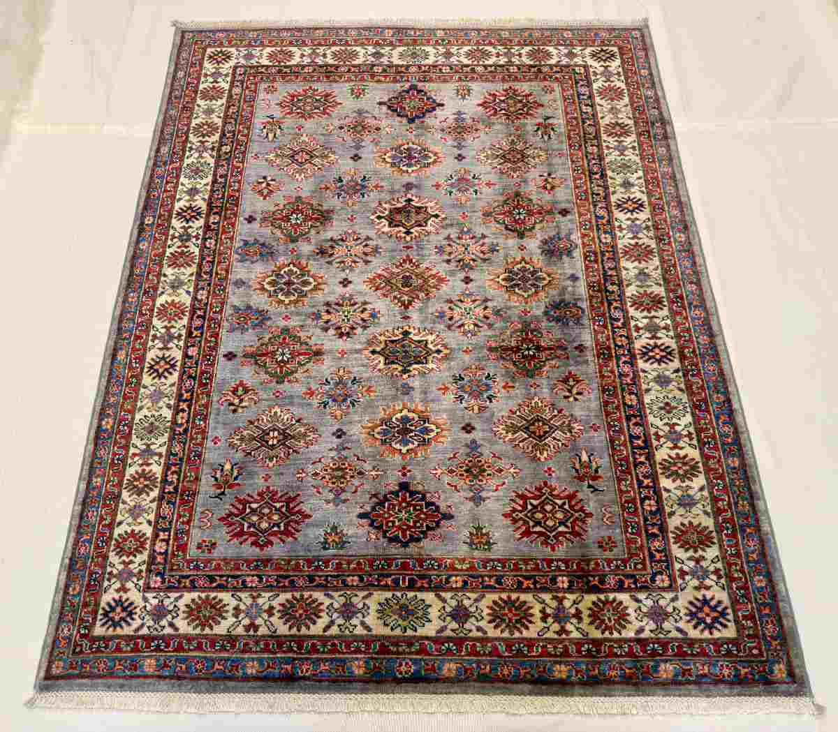 El Dokuma Afgan Halı Memlük Desenli Kök Boya 149 x 193 cm