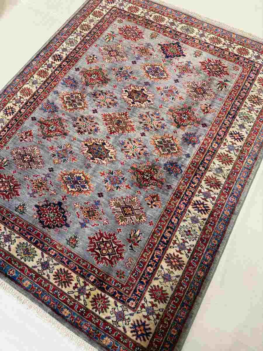 El Dokuma Afgan Halı Memlük Desenli Kök Boya 149 x 193 cm küçük görsel 3