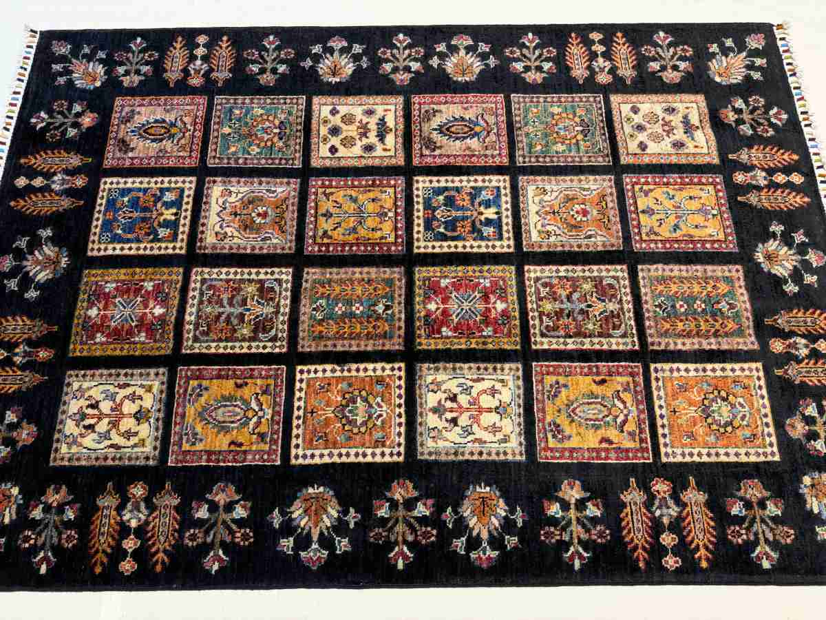 El Dokuma Afgan Halı Bahtiyari Desenli Kök Boya 126 x 181 cm küçük görsel 5